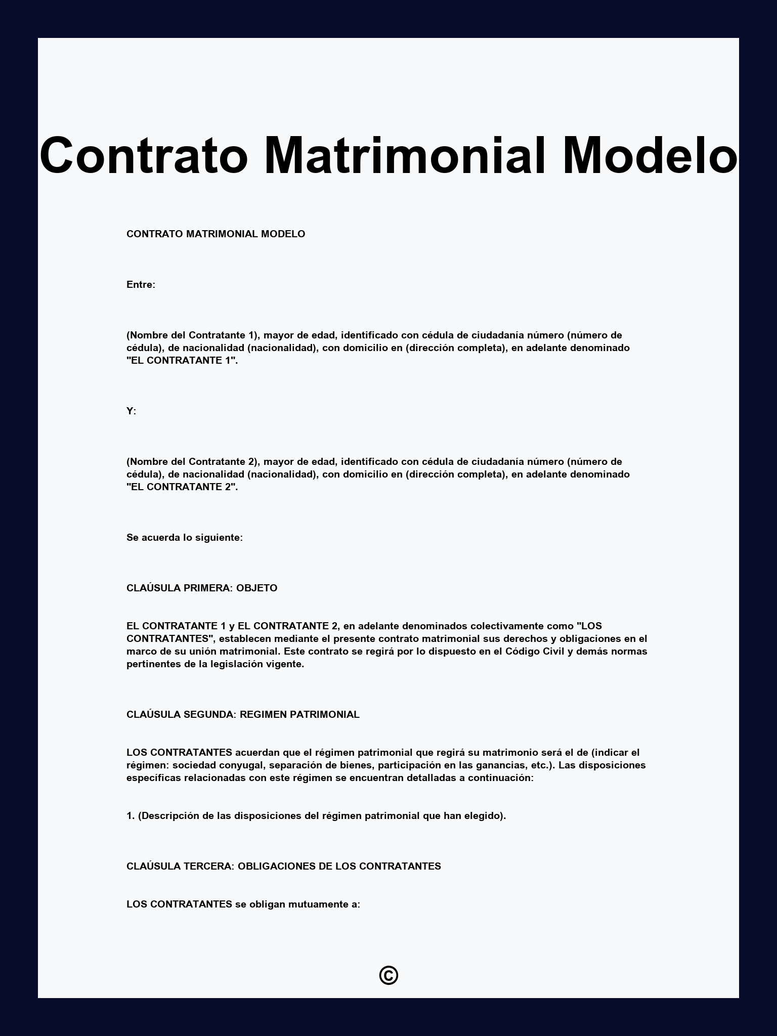 Contrato Matrimonial Modelo