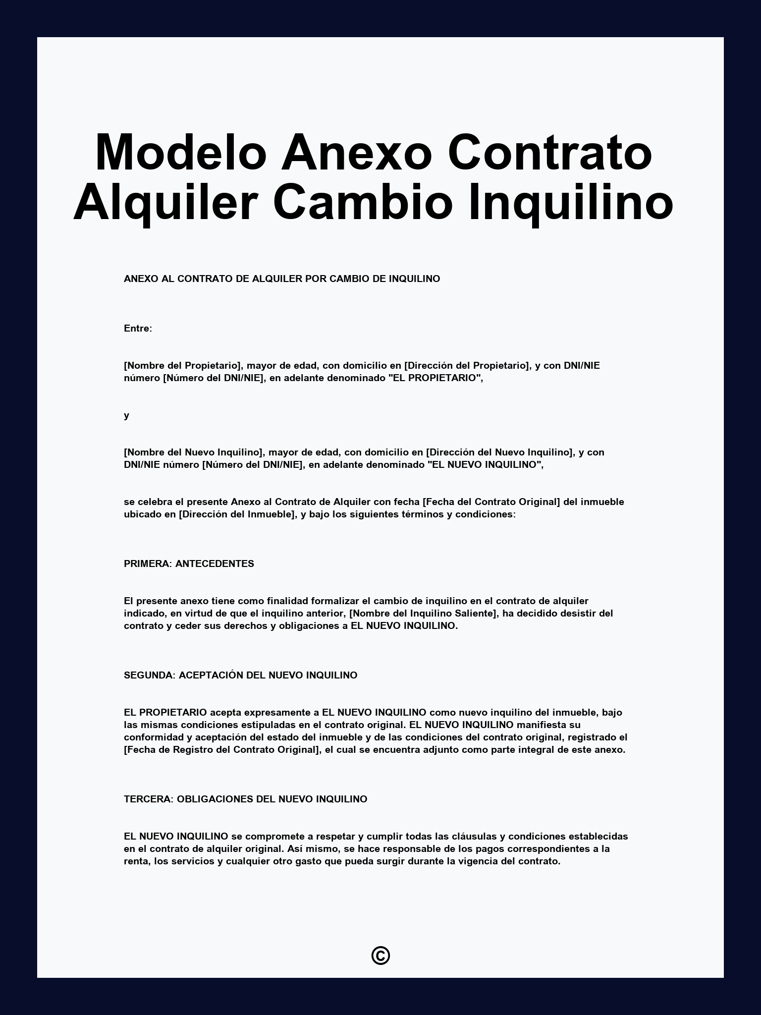 Modelo Anexo Contrato Alquiler Cambio Inquilino