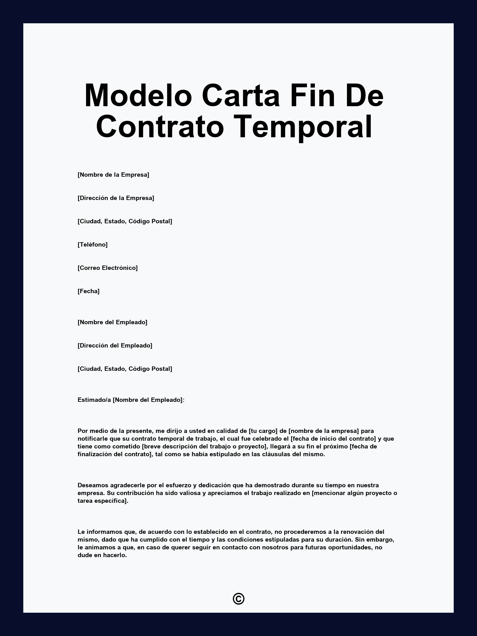 Modelo Carta Fin De Contrato Temporal