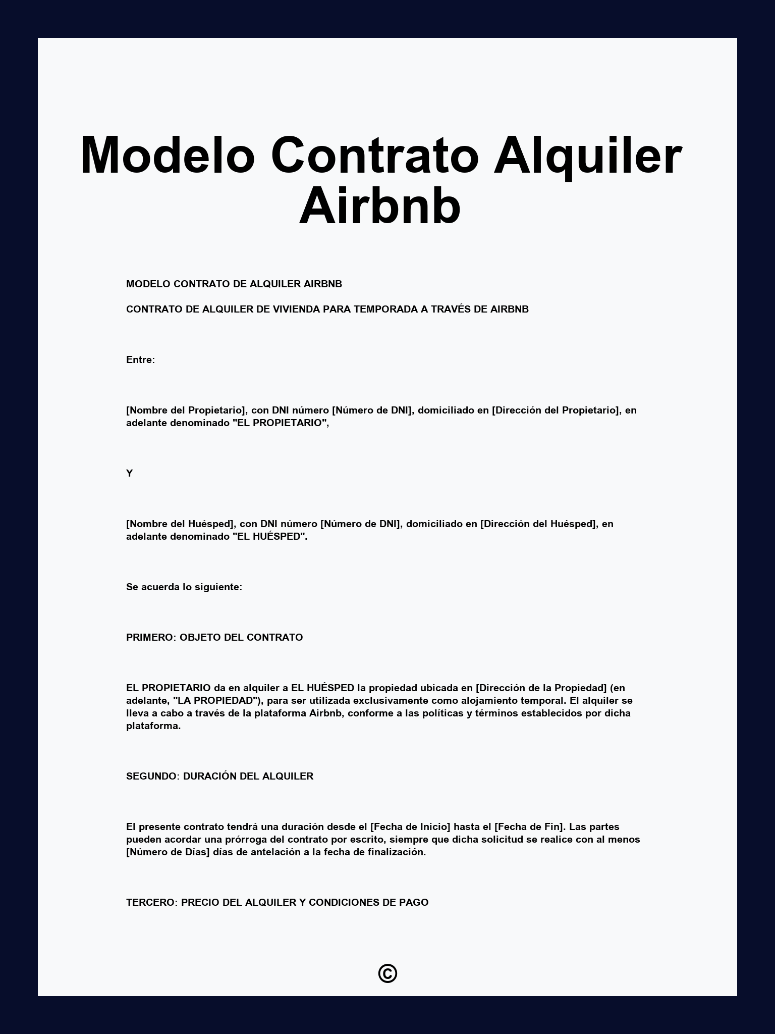 Modelo Contrato Alquiler Airbnb