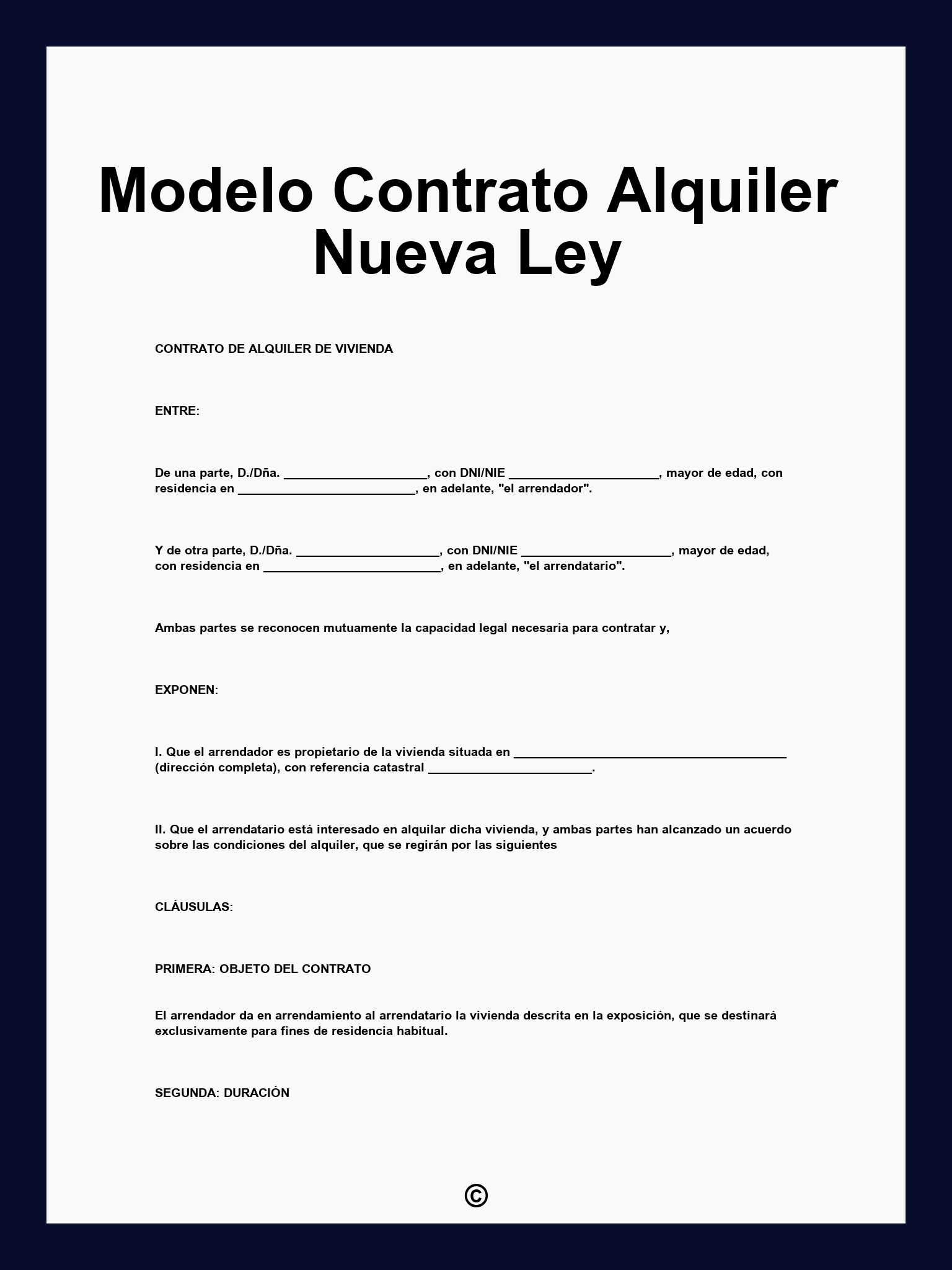 Modelo Contrato Alquiler Nueva Ley