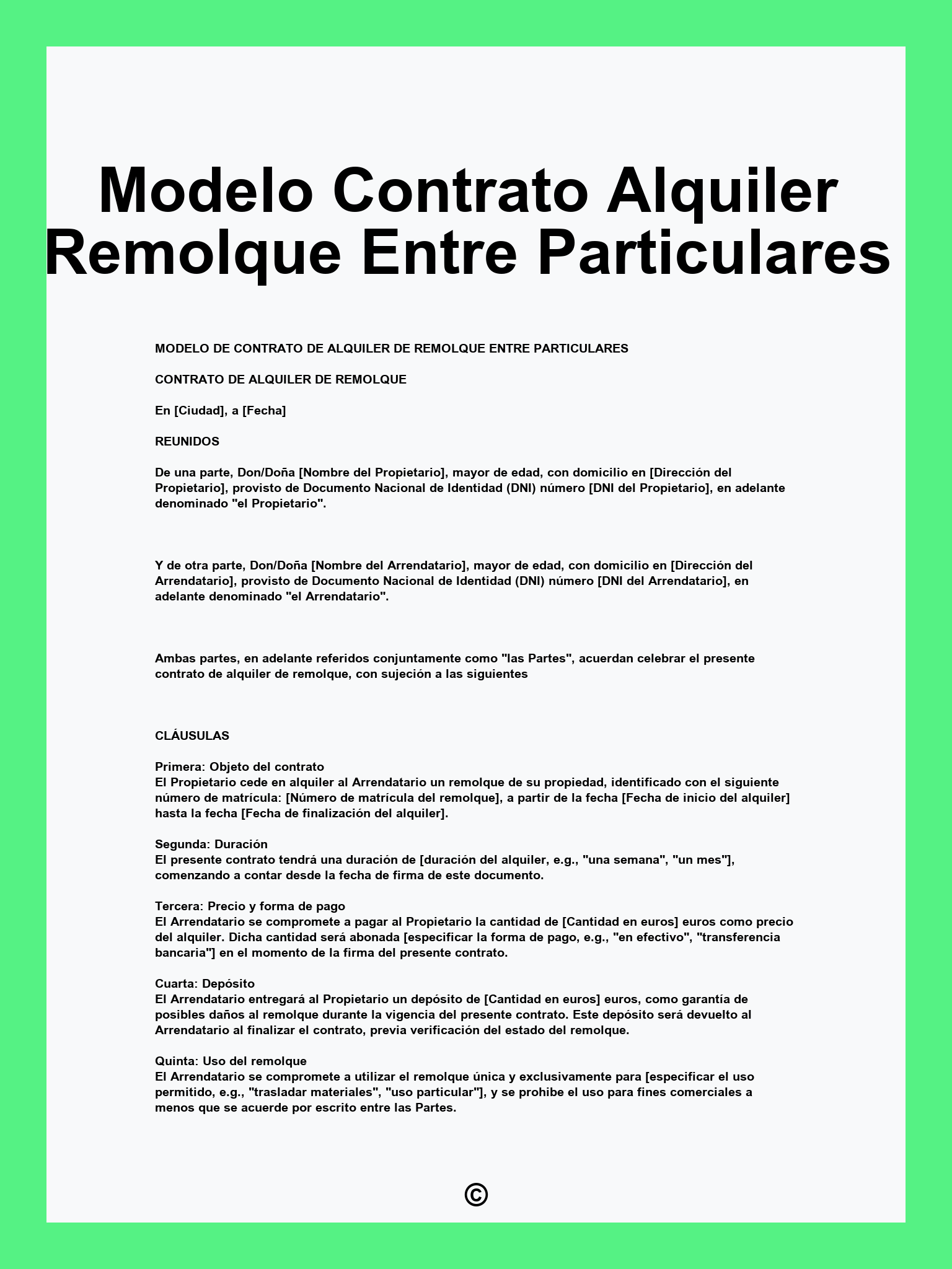 Modelo Contrato Alquiler Remolque Entre Particulares
