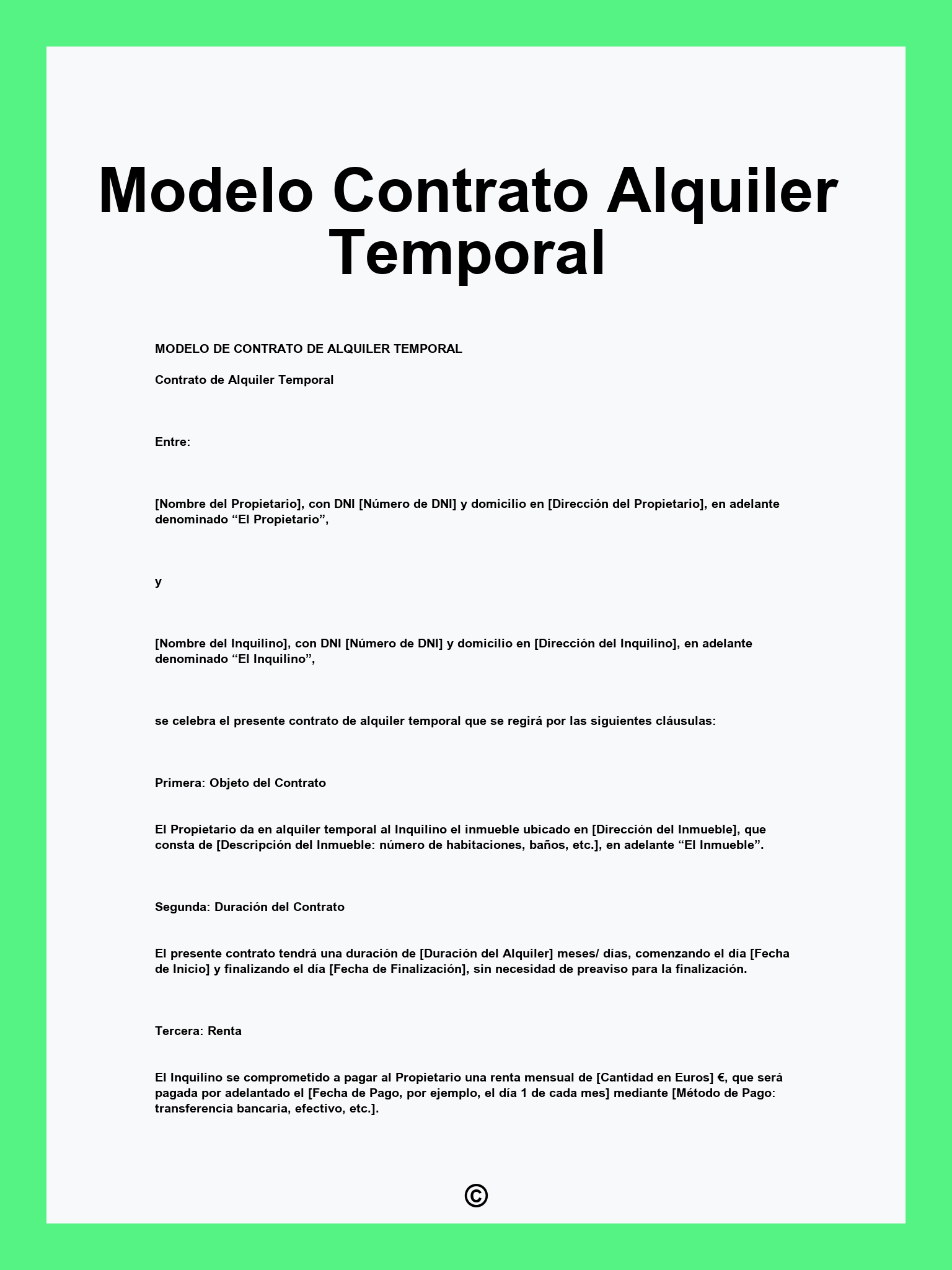 Modelo Contrato Alquiler Temporal
