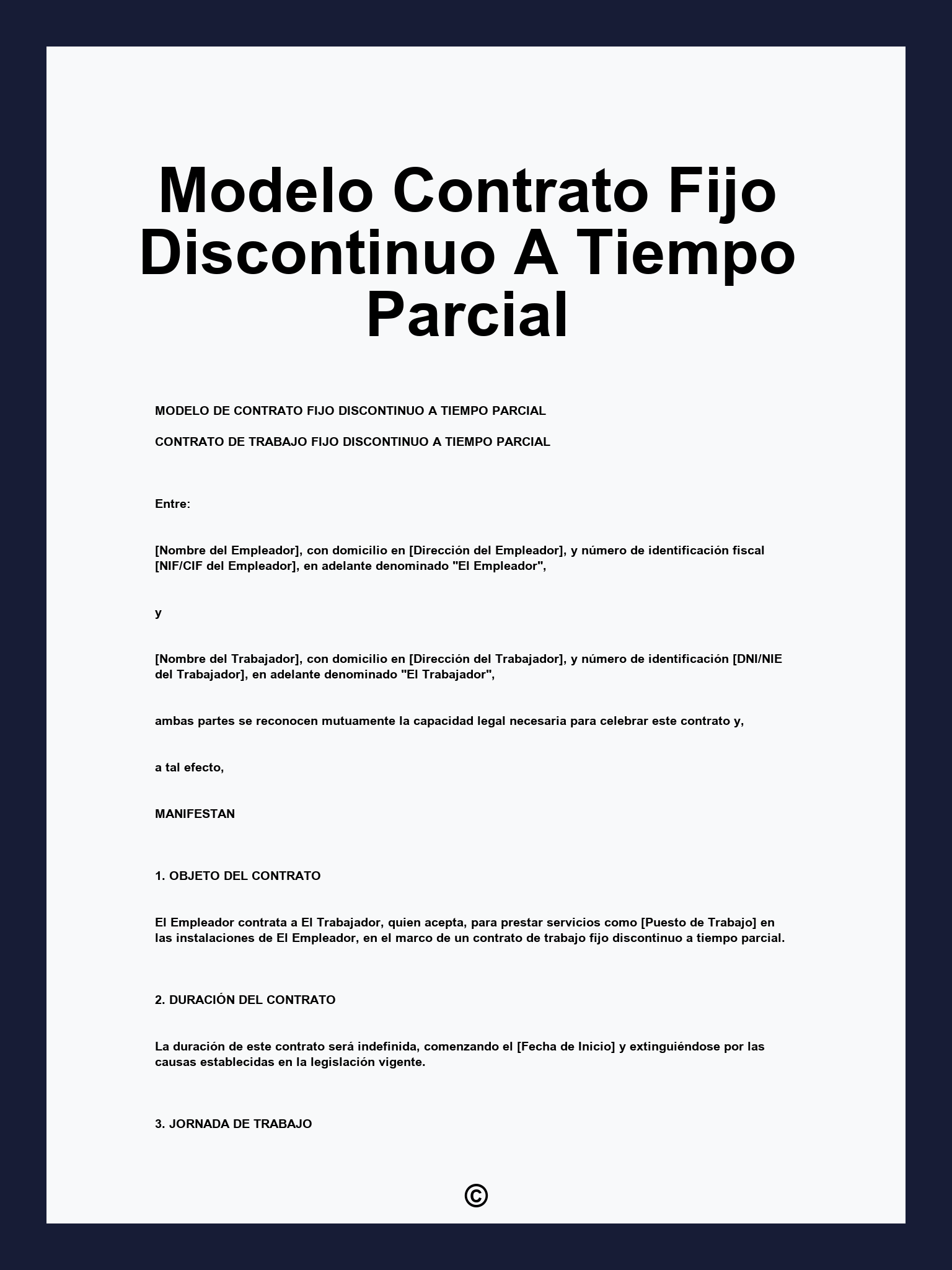 Modelo Contrato Fijo Discontinuo A Tiempo Parcial