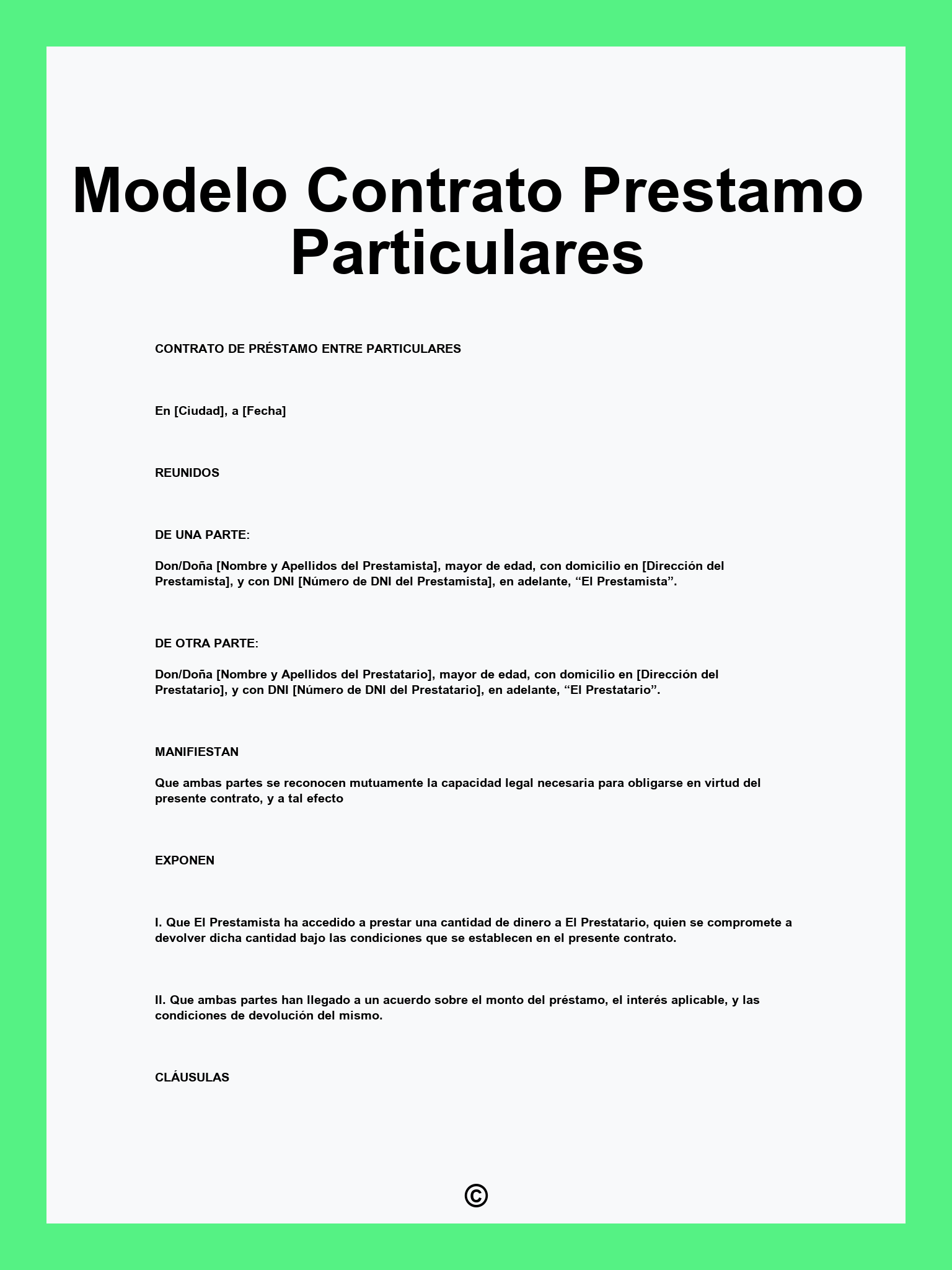 Modelo Contrato Prestamo Particulares