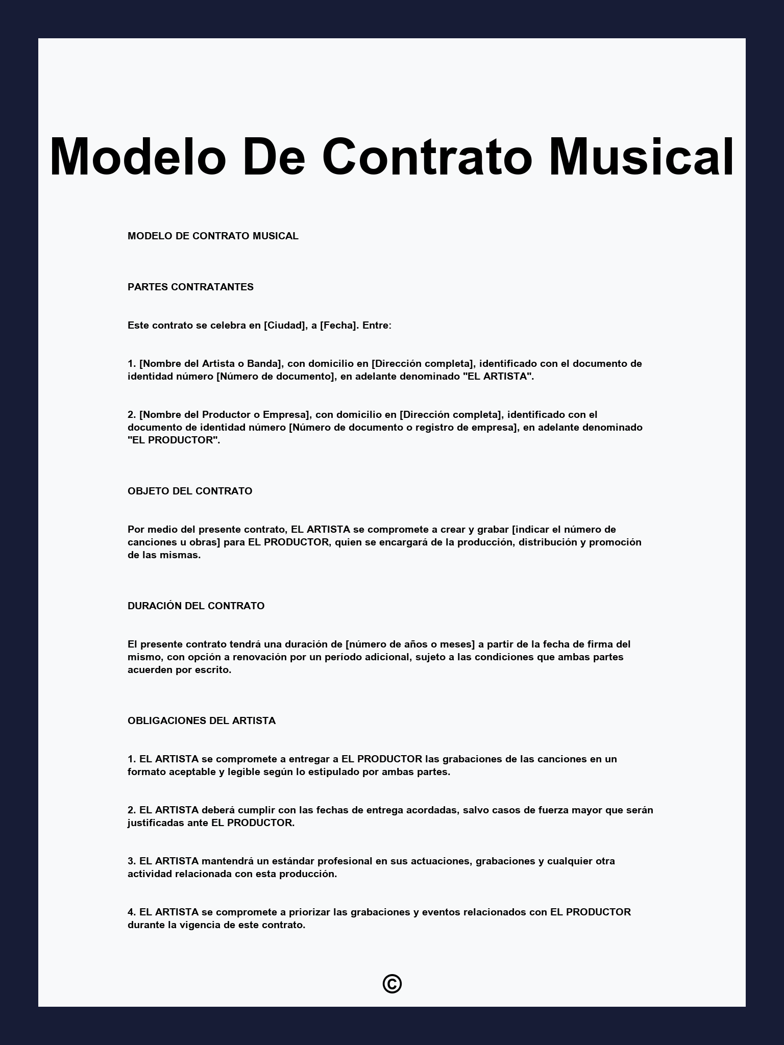 Modelo De Contrato Musical