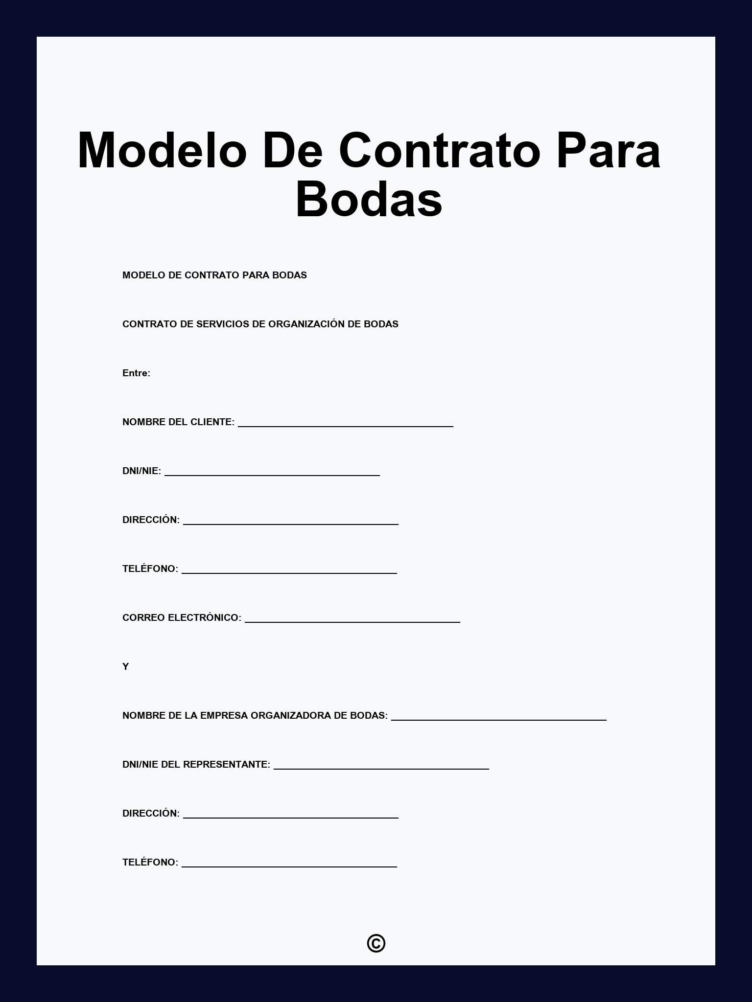 Modelo De Contrato Para Bodas
