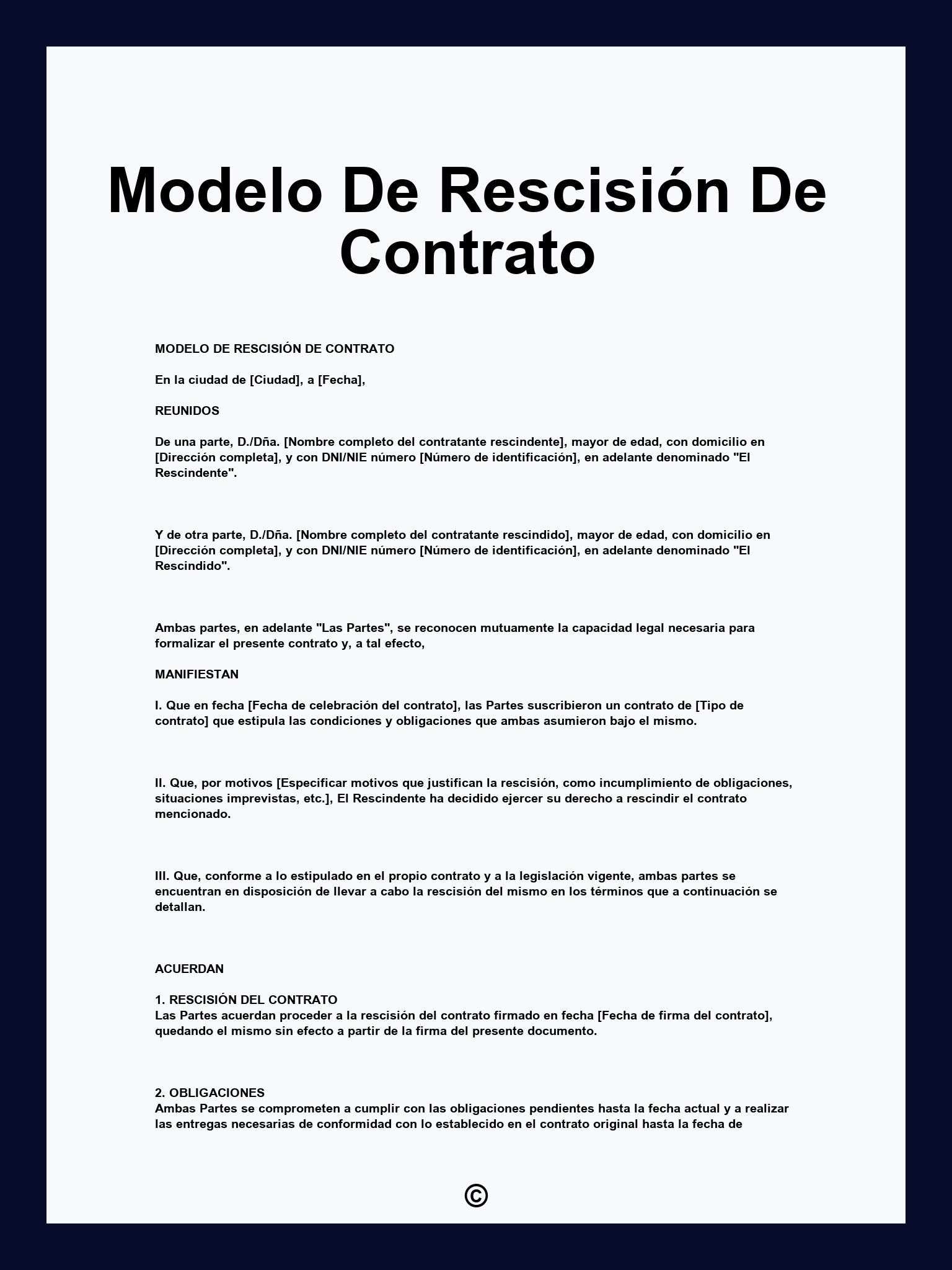 Modelo De Rescisión De Contrato