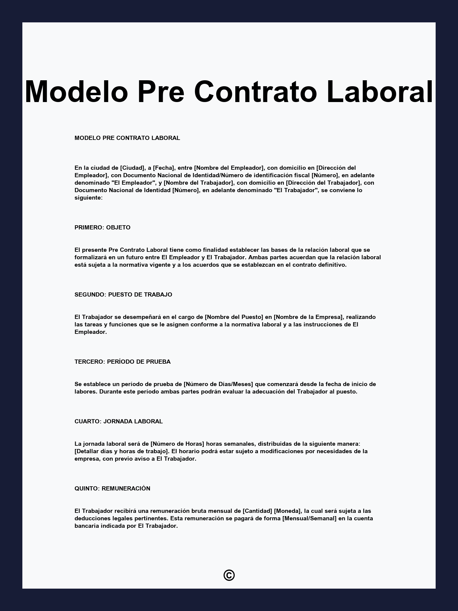 Modelo Pre Contrato Laboral